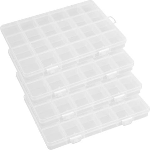 Litinliv 4 Stück Plastik Sortierbox,Sortierbox mit 24 Fächern,Sortierboxen für Kleinteile,Schmuckschatulle Werkzeugcontainer,Sortimentsboxen Verwendet In Schmuck, Perlen, Kleinteilen Und Accessoires