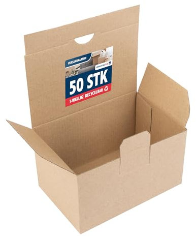 Versandkarton klein 50 Stück | Päckchen mit Automatikboden | braune Kartons zum Verschicken Außenmaß 150 x 100 x 90 mm | Faltkarton für Versand