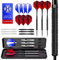 Harrows Caliber 90% Tungsten Steel Tip Darts Set I 21g bis 30g Alle Gewichte verfügbar I Riesiges 16-teiliges Bundle mit Ersatzschäften, Prime Flights & Reiseetui (Schwarz, 22 Gramm)