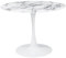 Table à Manger Ronde pour 4 à 5 Personnes diamètre 100 cm, Plateau en Verre trempé Aspect marbre Blanc, Base Ronde en métal Blanc - Tulips