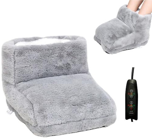 YANGUN Electric Foot Warmer, USB Rechargeable Cushion Plush Foot Heater, USB Heated Foot Warmer with 3 Adjustable Temperature Settings and 3 Timer Settings, Plush Foot Heater for Men and Women