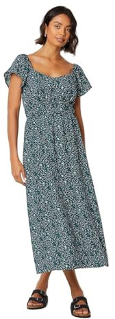Dorothy Perkins Black Ditsy Angel Sleeve Midi Dress, 12, Black