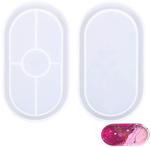 Resin Mold, 2 Oval DIY Epoxy Silicone Coasters Mold for Plate, Dish Casting, Tray Casting, DIY Craft