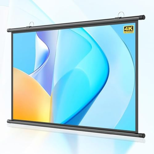 QTWLG 30 40 50 60 72 Projector Screen HD 4K Manual Pull Down Projection Screen For Home Theater Indoor Outdoor Camping Movie Screen, 4:3 16:9 Format, Anti-Crease(50 Inch (4:3))