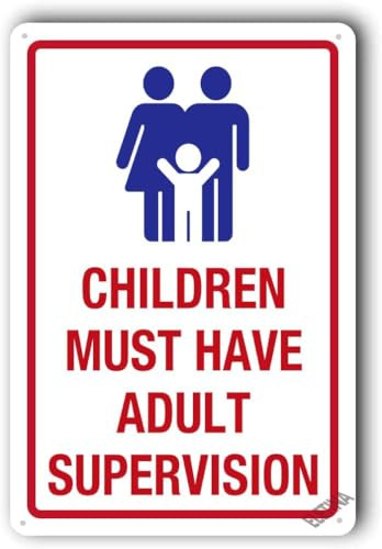 Warning Sign,Pool Rules Sign,Pool Safety Sign Children Must Have Adult Supervision8X12 Metal Aluminum Sign