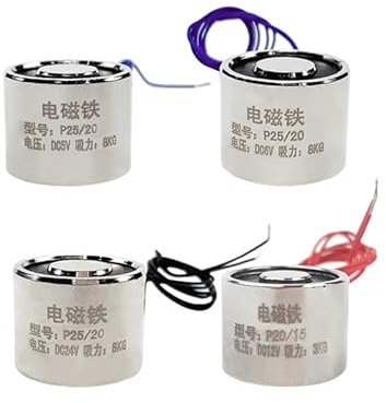 BYLSAGWHT 1PCS P25/20 Electromagnet Suction 8KG 80N 25 * 20 Cylinder Magnet 5V 6V 12V 24V DC(24V)