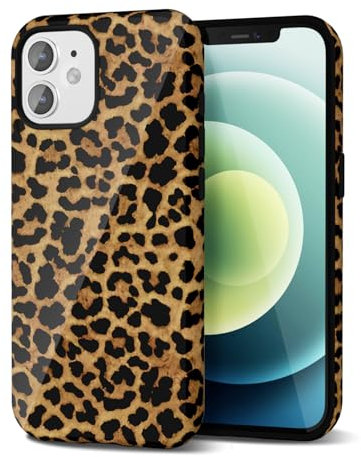 Svanove Cheetah Print Phone Case for iPhone 12/12 Pro Case Girly Trendy Leopard Pattern, Retro Cool Animal Print, Luxury Cute Case for Women, Aesthetic Y2k Hard Shell Plastic, Brown Fall