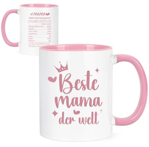 Joymaking Tasse Beste MAMA der Welt, unterschiedlicher beidseitiger Druck Geschenkidee für MAMA zum Geburtstag, Muttertag, Weihnachtsgeschenke für Mama, Muttertagsgeschenk Kaffeetasse, 320ml Rosa