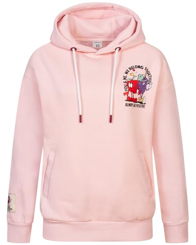 Sublevel Hoodie Sweater Kapuzenpullover Übergangs Kapuzen Sweatshirt Backprint mit Motive, Farbe:20O-Light Rose, Größe:S (36)