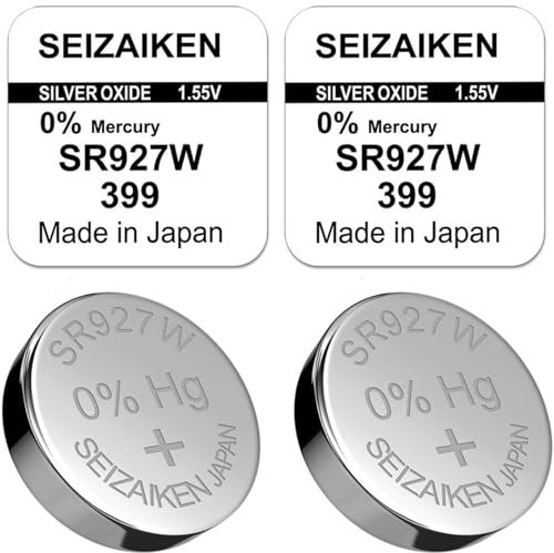 Lot de 2 Piles Bouton SR927W (399) – 1.55V – Fabriquées au Japon – pour Montres Analogiques et Numériques – Haute Fiabilité – Compatibles avec de Nombreux modèles