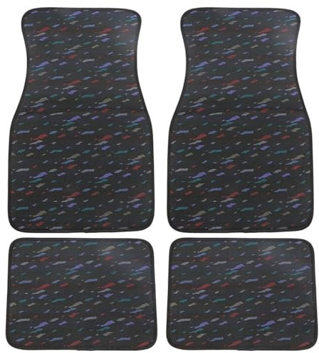 4 Teile/Satz Konfetti Stoff Matte Plüsch Teppich Teppich Anti-Rutsch Fußmatten JDM Auto Matten Pad Protector(Fabric-Confetti)