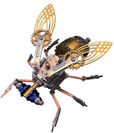 PizazzToy 3D Metall Puzzle Drosophila, 121 Stück DIY 3D Mechanical Steampunk Insekt Puzzle Montage Modellbausatz Erwachsene mit Werkzeug