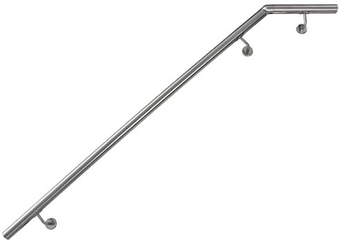 Handlauf aus Edelstahl mit Winkel 150 cm Gelenkverbinder Rohrverbinder Treppengeländer Geländer für Treppe 4,2 cm Wandhandlauf Wand Treppe V2Aox