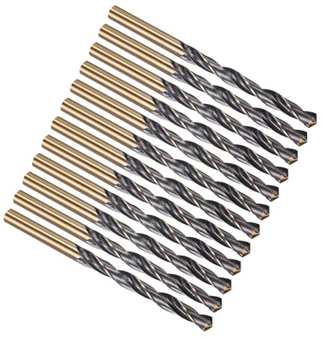 PATIKIL Broca de 7 mm, vástago recto Jobber 4341 de acero de alta velocidad 118° acabado negro y dorado para metal acrílico de dureza media, paquete de 12