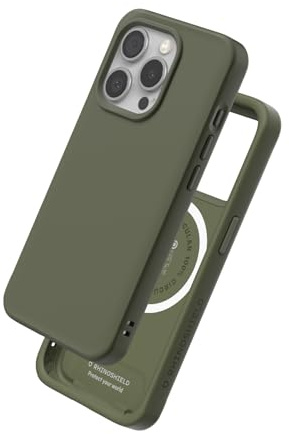 RhinoShield Hülle kompatibel mit MagSafe für [iPhone 15 Pro] | SolidX – Schlankes, stoßdämpfendes Schutzcase mit verstärktem Design und 3,5 m Fallschutz – Algengrün
