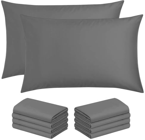 Moonlight Bedding Pillow Cases 10 Pack – Grey Pillowcases Envelope Closure Super Soft Brushed Microfiber Standard House Wife Pillow Covers, (50 X 75 CM)