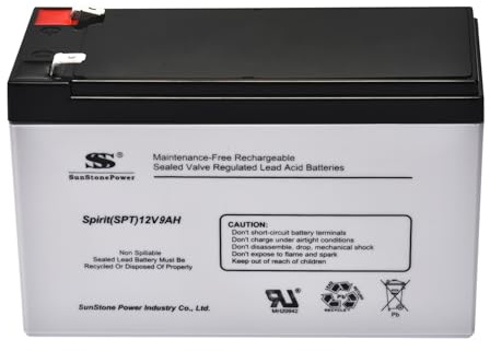 SSSUNSTONEPOWER Batterie AGM 12 V 9 Ah – Batterie au plomb VRLA sans entretien avec connecteur F2 – Batterie de rechange pour onduleur, système d'alarme, alimentation de secours, système solaire