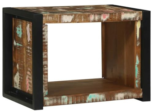 QUAHEAS Wandwürfel mit Regal Braun 55x35x40 cm, Massivholz Altholz, schwebendes Design, für Bücher Deko, viel Stauraum, langlebig, modernes Badmöbel
