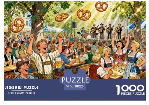 Munich Beer Garden Wooden Jigsaw Puzzle Waterproof 1000 Piece Puzzles for Adults Gifts Impossible Challenging Games
