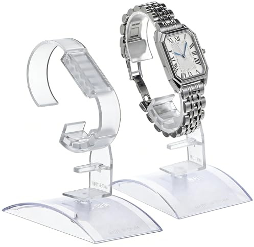 2 Stück Stabiler Uhrenhalter aus Acryl, Verstellbar, für Armbanduhren | Uhrendisplayhalter mit Sicherer Montage und Kratzschutz, Praktischer Schmuckorganizer für Damen und Herren