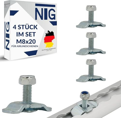 4 STÜCK Schraubfitting für Airlineschiene M8x20 500daN Endbeschlag Endfitting Single