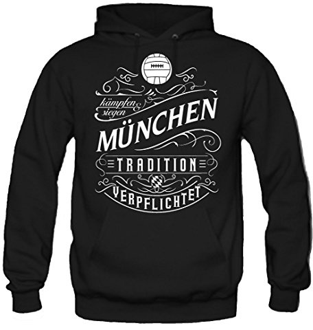 UGLYSHIRT Mein Leben München Kapuzenpullover | Freizeit | Hobby | Sport | Sprüche | Fussball | Stadt | Männer | Herren | Fan | M1 Front (XXL)