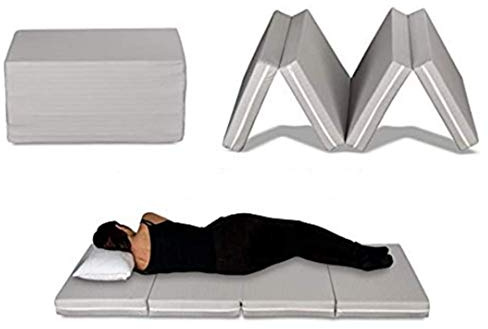 EVERGREENWEB – Futonbett, Platzsparende Einzelmatratze 80x190-10 cm hoch, Klappbar in 4 Teile faltbar und in einen Pouf umwandelbar, Grau Abnehmbarer Bezug, passend für alle Bettgestelle, Galaxy