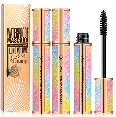 2 Stück 4D Silk Fiber Lash Mascara schwarz, wasserdicht, längere & dickere Wimpern, voluminöse Wimpern, klumpenfrei, langlebig, natürlich wischfest, fügt Länge, Tiefe und Glamour mühelos hinzu.