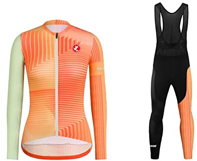 UGLY FROG Neue MTB Winter Fleece Thermisches Radtrikot Damen Set Fahrradbekleidung Fahrradtrikot Langarm und Radhose mit 20D Bib Sitzpolster