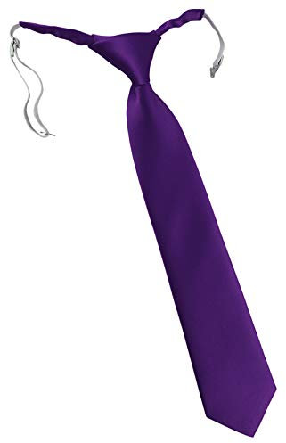 TigerTie - Cravatta con chiusura di sicurezza in tinta unita, con elastico, Viola scuro, Taglia unica