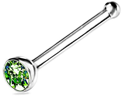 Willys Jewellery Damen Ohrringe Stecker Piercing dünn mit Swarovski Kristallen in 925 Sterling Silber (Grün)