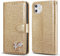 QLTYPRI Case for iPhone 11, Glitter PU Leather TPU Bumper Card Holder [Wrist Strap] Wallet Case with Cute Inlaid Loving Heart Diamond Flip Cover for iPhone 11 (6.1 inch) - Gold