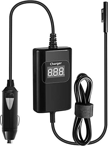 Surface Pro Car Charger 65W 15V/4A - Compatible With Surface Pro X/9/8/7/6/5/4/3, Laptop 1/2/3/4, Go1/2, Book 1/2/3