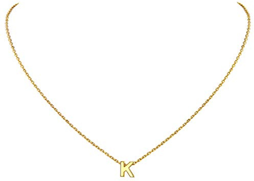 Suplight Damen 925 Sterling Silber Buchstabe A-Z Collier 3D Initiale Anhänger mit 45cm/1,5mm Rolokette Minimalist Schlüsselbein Kette Schmuck Accessoire für Party Abendkleidung
