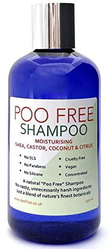 99% Natürliches FEUCHTIGKEIT SHAMPOO - SHEA BUTTER, RIZIN & ZITRUS - 250 ml von POO FREE. Ohne Sulfat, Ohne Parabene. Konzentriert, Schaumarm, Leicht zu Spülen. pH 5.5 fur Empfindliche Haut.