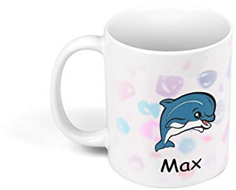 Sunnywall Personalisierte Kinder-Tasse aus Kunststoff mit Namen Riesige Auswahl an Motiven bruchsicher (Delfin Delphin 36)