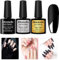 Allenbelle Smalto Semipermante Per Unghie Opaco Top e Top Base Coat Kit In Gel Uv Led Smalti Semipermanenti Per Unghie Nail Polish UV LED Gel Unghie(Kit di 3 pcs 7.3ML/pc)