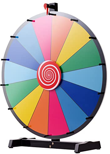 DREAMADE Roue de Loterie 24 Pouces, Roue de la Fortune Jeu de Casino sur Pied, Colorée avec 2 Aiguilles Marqueur Effaceur, Jeu de Fête Activité Commerciale Tirer Le Lot Carnaval