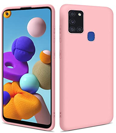 HSP Coque pour Samsung Galaxy A21s, Protection Silicone, Case, Housse, Rose | Antichoc, anti-rayures, anti-traces, découpes précises, bords surélevés, caméra protégée, étui téléphone portable