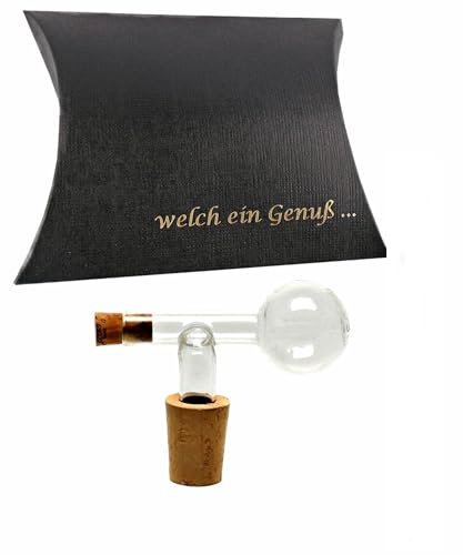 H-BO Ausgießer aus Glas Glaskugelportionierer mit Naturkork Dosierer Portionierer Echtglas