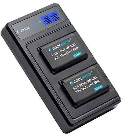 COOLSHOW NP-BX1 Battery 2 Packs and Dual Battery Charger Compatible for NP-BX1/M8,Sony ZV-1,DSC-RX100,RX100M II,RX100III,DSC-RX100V DSCHX90 HX95 WX350 HX400V DSC-HX90 HX95 HX99 RX100 WX350 HX400V