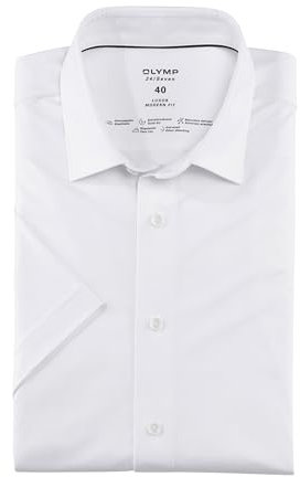 OLYMP Herren Businesshemd Langarm Luxor.24.Seven,Single Jersey,modern fit,New Kent,Weiss 00,37