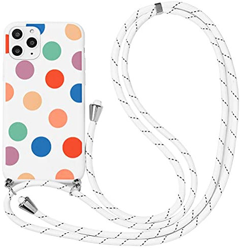 Yoedge für Xiaomi Redmi Note 8 Pro Handy Hülle Silikon Schutzhülle Handyhülle Necklace mit Kordel zum Umhängen Handykette Schnur Bumper Case Kompatibel mit Redmi Note8 Pro 6,53 Zoll, Farbige Punkte