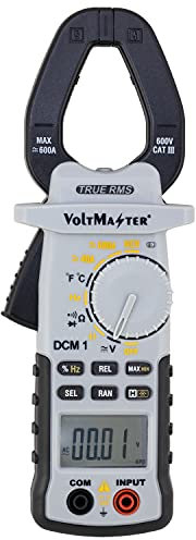 Voltmaster DCM 1 Digitales Zangenamperemeter CAT III 600 V, Multifunktionsmessgerät mit geschlossenem Zangenkopf (Gleich- und Wechselspannung bis 600 V AC/DC, universell einsetzbar, LC-Display), Grau