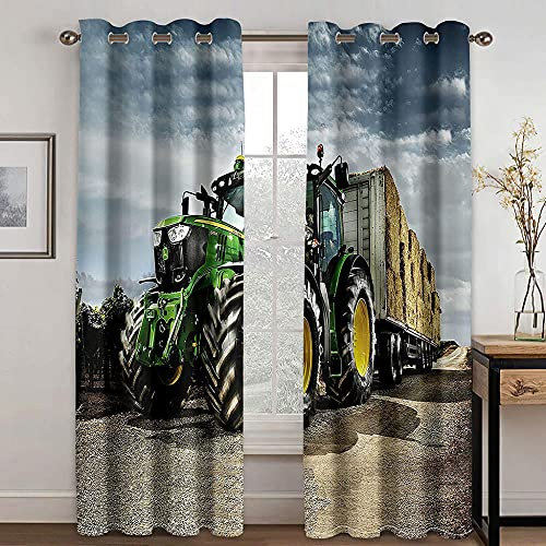 zpangg Verdunkelungsvorhang Kräuselband Traktor Mit Ösen Gardine Für Schlafzimmer, Kinderzimmer 2 Stück Verdunkelungsvorhänge Farbige Vorhänge 150×166Cm