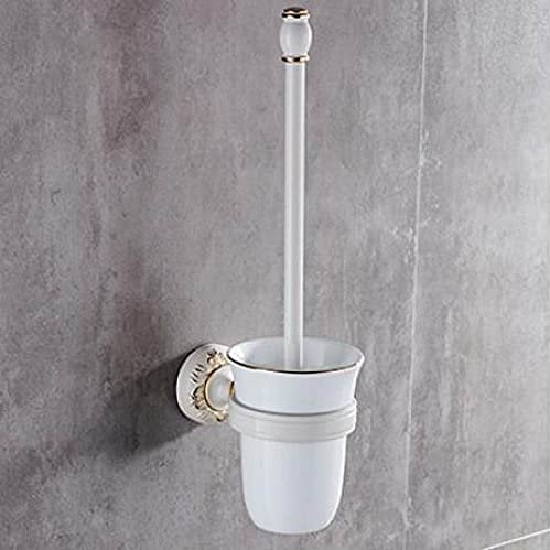 VVW&LIU Bathroom Accessories Set Aluminum Carved Bath Hardware Sets Towel Rack,Paper holder Toilet Brush Holder White and Gold,toilet brush holder