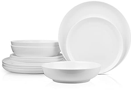 Stone Lain Gabrielle Bone China Geschirr-Set, 12-teiliges Service für 4 Personen, Weiß