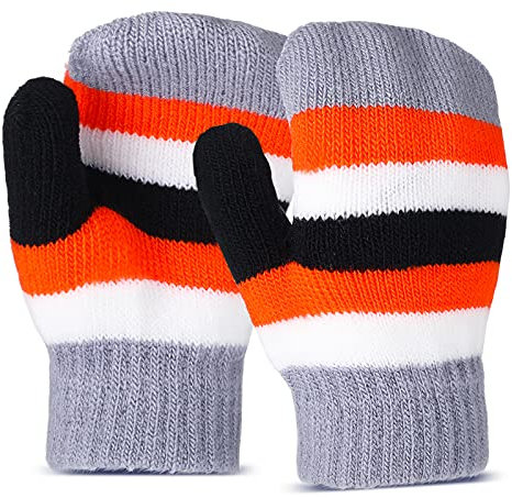 Bencailor Winter Warm Gestrickt Kinder Handschuhe Stretch Fäustlinge Gestreifte Handschuhe