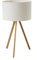 LOLAhome Lámpara de mesa de estilo nórdico con 3 patas y pantalla cilíndrica de color blanco | Lámpara de mesa trípode de bambú natural de Ø 30x55 cm. E14. Bombilla no incluída
