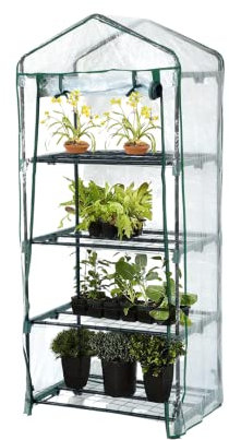 Garden Mile Invernadero Transparente de 4 Niveles, 130 cm de Alto, 4 estantes / Niveles, jardín, casa Verde, jardinería, plantación, protección Impermeable, Resistente a la Intemperie